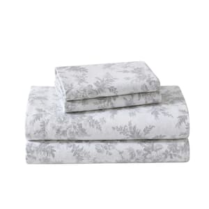 Vanessa 4-Piece Grey Cotton Flannel Queen Sheet Set