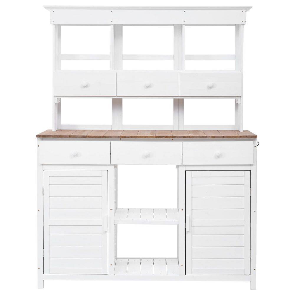4.2 ft. x 1.7 ft. x 5.5 ft. Portable Greenhouse,Garden Potting Bench Table,Wood Workstation,Storage Shelf,Drawer,White price history on PriceWatchPro