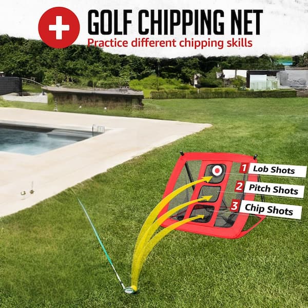ZEALFEEL Golf Practice Net 10x7FT with Chipping Target, Mat, Balls