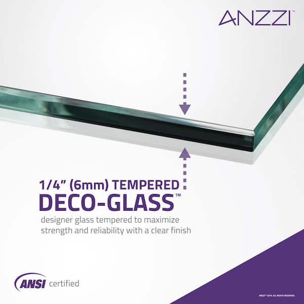 ANZZI - Lancer Series 23.4 in. x 72 in. H Hinged Frameless Shower Door in Brushed Nickel with Tsunami Guard Tempered Glass