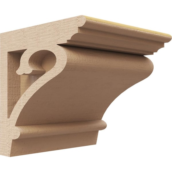 Ekena Millwork 4 in. x 4 in. x 4 in. Series 1 Wide Mayflower Rough Cedar Woodgrain Timberthane Polyurethane Corbel, Primed Tan