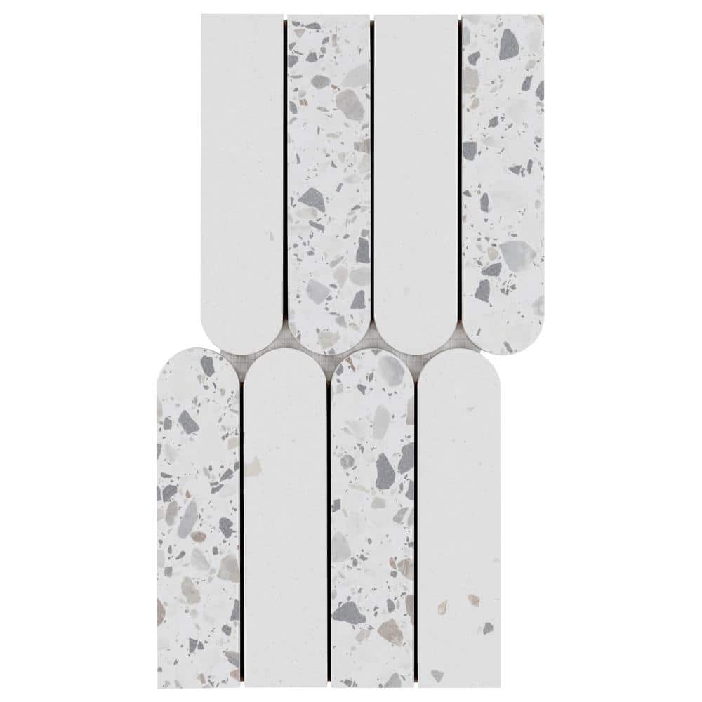 Bryant Fin Ice White 3.93 in. x 0.39 in. Matte Porcelain Terrazzo Look Mosaic Floor and Wall Tile Sample price history on PriceWatchPro