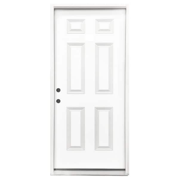 Steves & Sons Steves and Sons Element 32in.x80in. Prime White Steel 6P PH 2.5Bore Right-Hand/Inswing 4-9/16in. Jamb w/ 3 Nickel Hinges