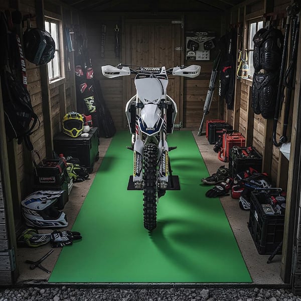 Rubber-Cal TFS-122 Motorcycle Mat-Grass Green-48 in. W x 84 in. L