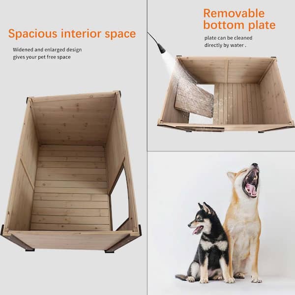 Tunearary Large Wooden Dog House in Gray for Outdoor- Indoor