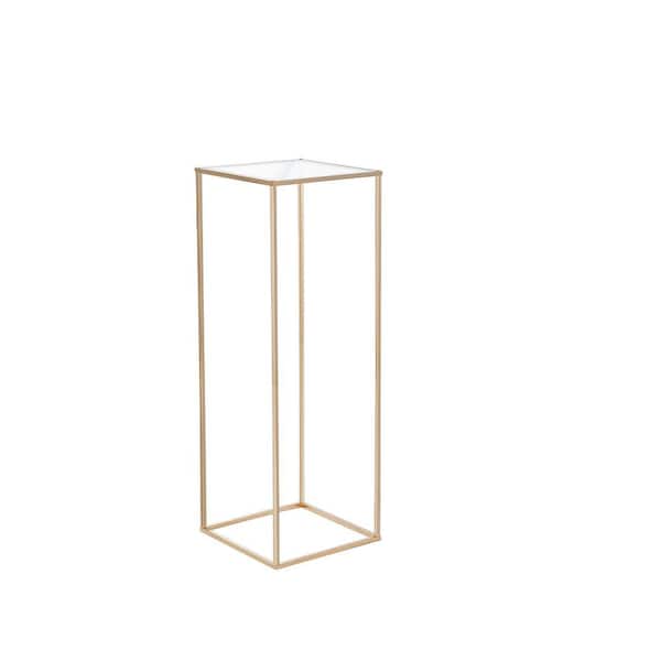 SKYSHALO 10 PCS 31.5 in. High Wedding Flower Stand, With Acrylic Laminate, Metal Vase Column Geometric Centerpiece Stands Gold