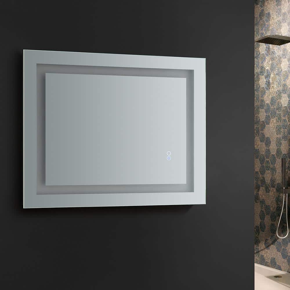 Sleek 24"x30" Transitional LED-Lit Frameless Vanity Mirror