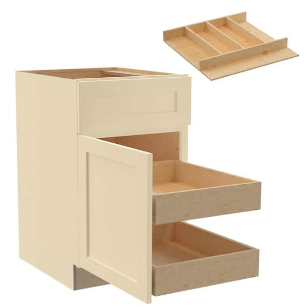 Home Decorators Collection Newport 21 in. W x 24 in. D x 34.5 in. H Assembled Plywood Base Kitchen Cabinet in Blended Cream with 2ROT Utility LH
