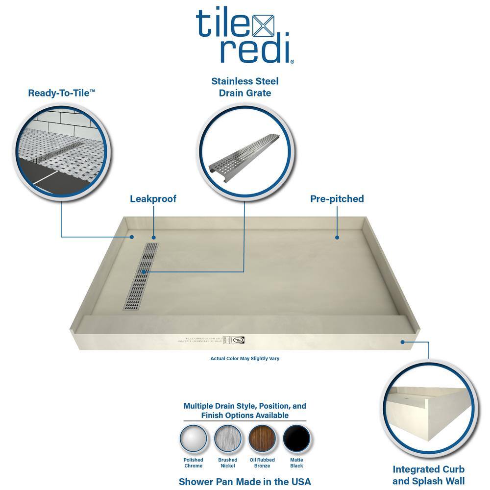 Oil Rubbed Bronze 30" x 60" Single Threshold Shower Base with Designer Grate
