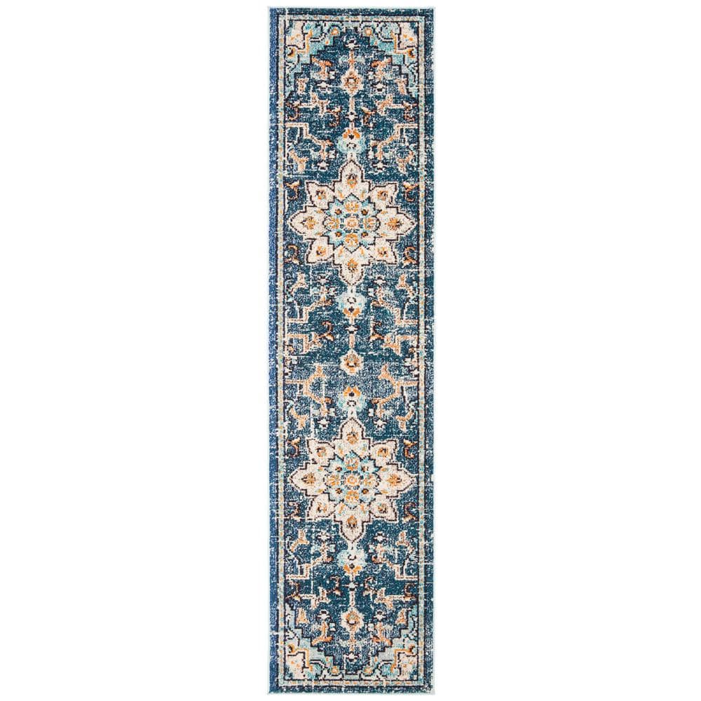 Madison Blue/Light Blue 2 ft. x 20 ft. Border Geometric Floral Medallion Runner Rug price history on PriceWatchPro