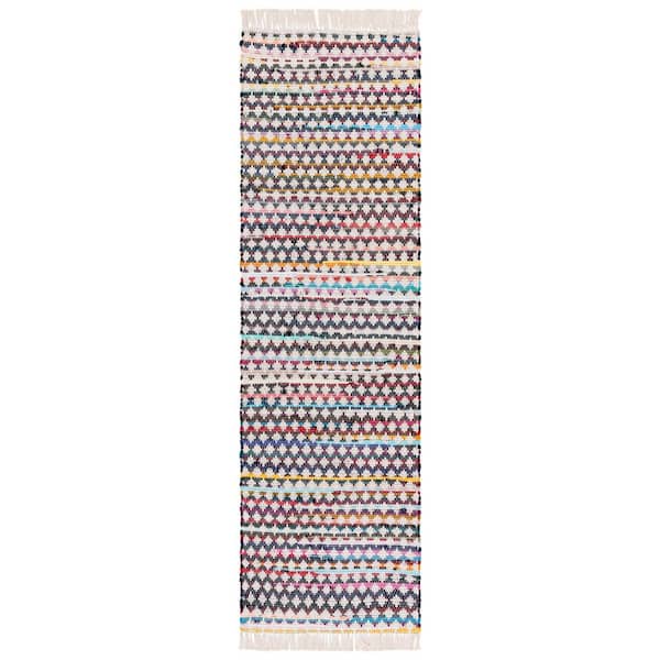 Montauk 2 ft. x 8 ft. Red/Blue Striped Geometric Fringe Runner Rug