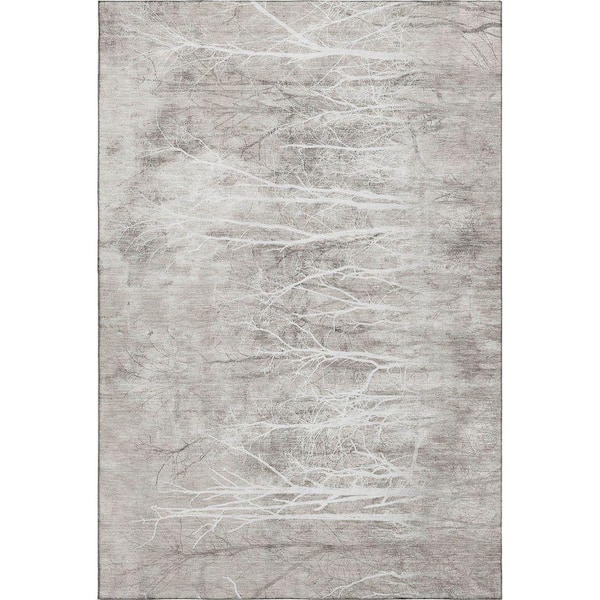 Mayfield Premium Machine Washable Abstract AMF2083 Silver 3 ft. x 4 ft. Area Rug