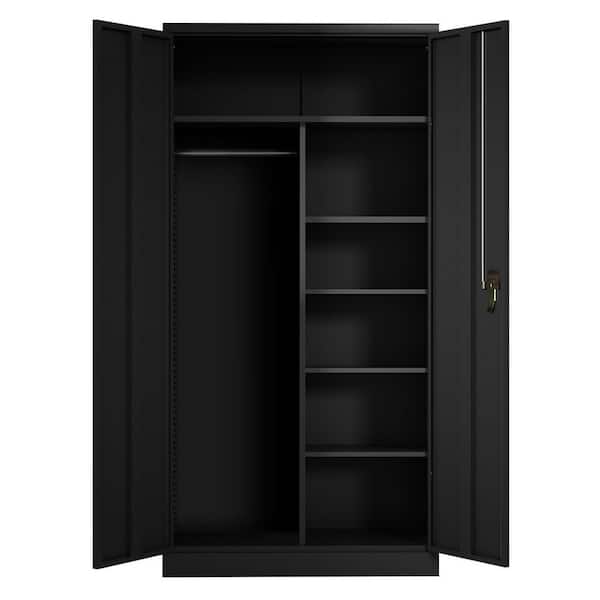 Kaikeeqli 16 in. D x 71 in. H x 32 in. W Black Steel Wardrobe, Metal Locker  for HomeOffice and Laundry Room, Freestanding Cabinet ZYHD-WJGYG-B - The  Home Depot