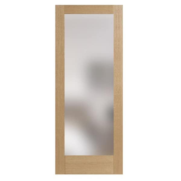 24 in. x 80 in. Left-Handed 1 Lite Satin Etch White Oak Veneer Single Prehung Interior Door