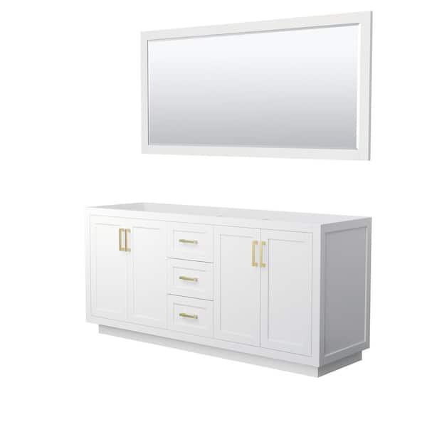 Wyndham Collection Miranda 71 in. W x 21.75 in. D Double Bath Vanity Cabinet Only with Mirror in White