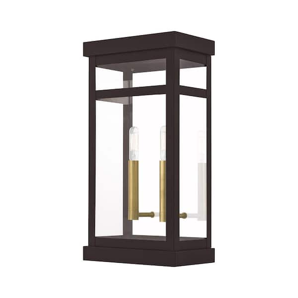 AVIANCE LIGHTING Wessex 18 in. 2-Light Bronze Outdoor Hardwired Wall Lantern Sconce with No Bulbs Included