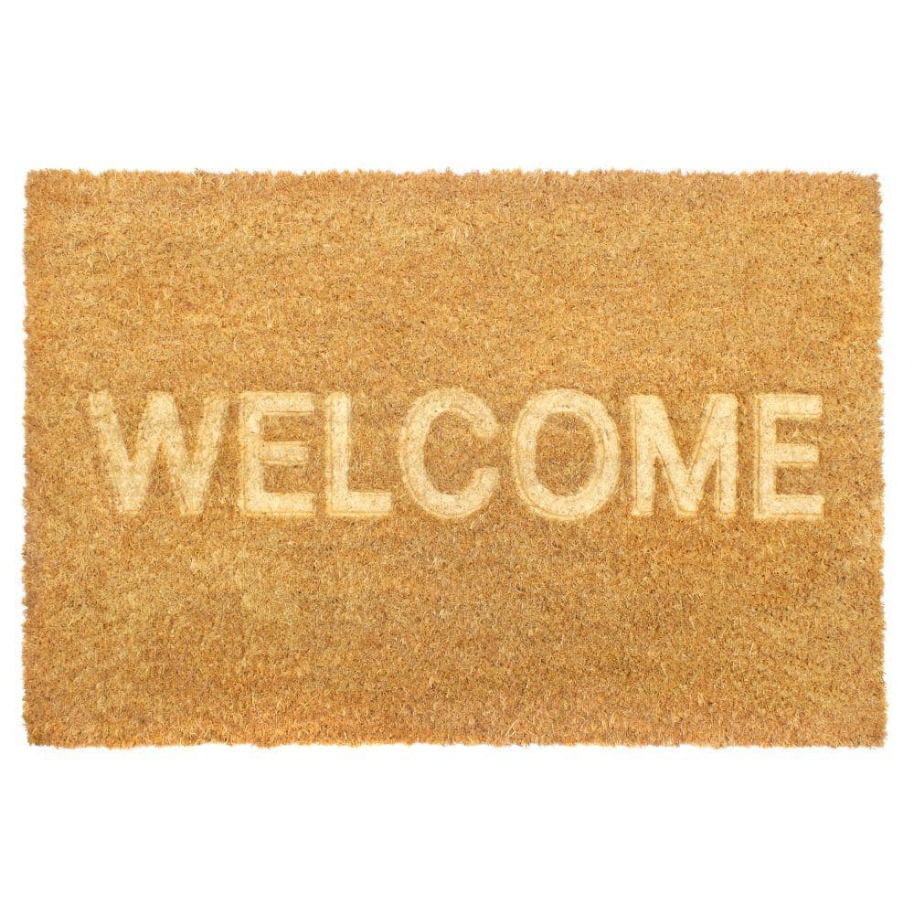 Natural 16 in. x 24 in. Embossed WELCOME Coir Doormat DM5521 - The Home ...