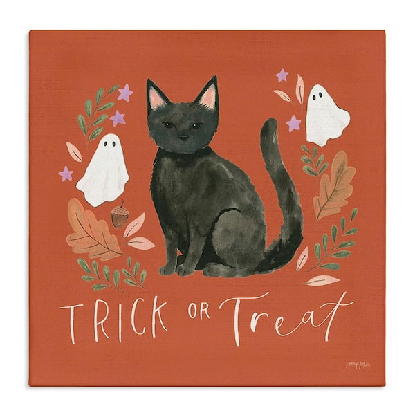 Stupell Industries Trick Or Treat Cat by Jenaya Jackson 1-Piece Unframed Graphic Print Typography Poster Art Print 36 in. x 36 in.