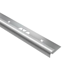 Vinpro-RO Brushed Chrome Anodized Aluminum 5/32 in. x 8 ft. 2-1/2 in. Metal Bullnose Resilient Tile Edge Trim