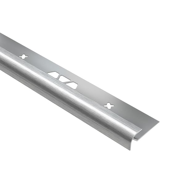 Schluter Vinpro-RO Brushed Chrome Anodized Aluminum 5/32 in. x 8 ft. 2-1/2 in. Metal Bullnose Resilient Tile Edge Trim