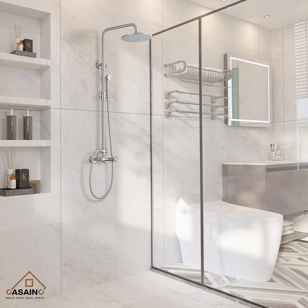 Brushed Nickel Adjustable Rainfall and Handheld Shower System