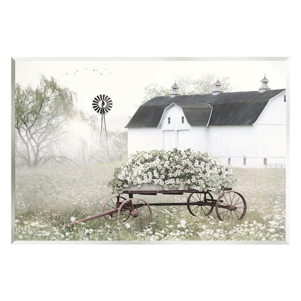 The Stupell Home Decor Collection Endearing Vintage Flower Wagon Rural Country Barn Design By Lori Deiter Unframed Architecture Art Print 15 in. x 10 in.