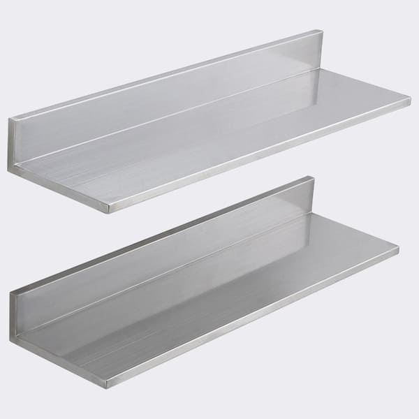 Wall-Mount Stainless Steel Shelf 8.6" x 24" w/ Backsplash, 44 lb Capacity, Commercial Kitchen Shelf