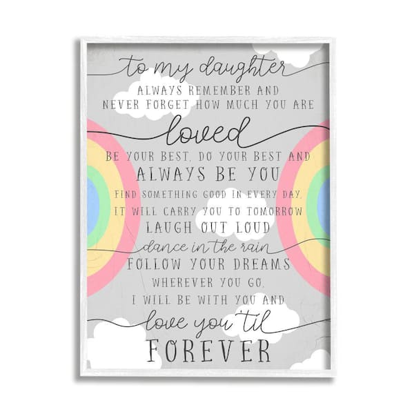 My Daughter You Are Loved Charming Rainbow By Daphne Polselli Framed Print Typography Texturized Art 11 in. x 14 in.