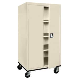 Elite Transport Series ( 36 in. W x 72 in. H x 24 in. D ) Steel Garage Freestanding Cabinet with Casters in Putty