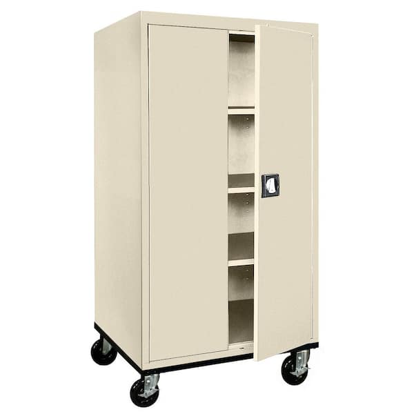 Sandusky Elite Transport Series ( 36 in. W x 72 in. H x 24 in. D ) Steel Garage Freestanding Cabinet with Casters in Putty