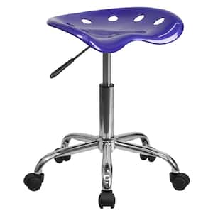 Vibrant Deep Blue Tractor Seat and Chrome Stool