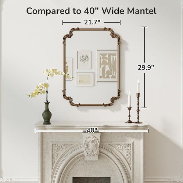 KeonJinn 22 in. H x 30 in. W Framed Rectangular Vintage Mirror