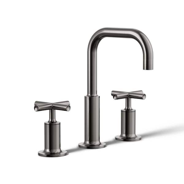 KOHLER Purist Widespread Double Handle 1.2 GPM Bathroom Sink Faucet with Cross Handles in Vibrant Titanium