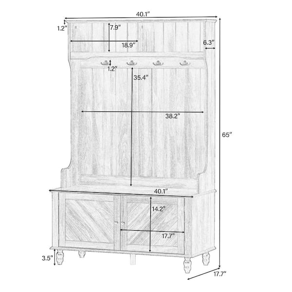 40 in. Brown Hall Tree with Bench CUU287805AAD - The Home Depot