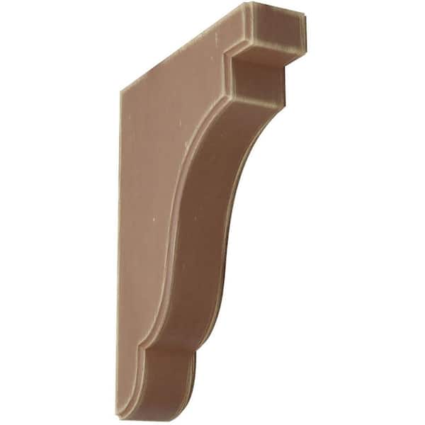 Ekena Millwork 1-3/4 in. x 9-1/2 in. x 7-1/4 in. Weathered Brown Bedford Wood Vintage Decor Bracket
