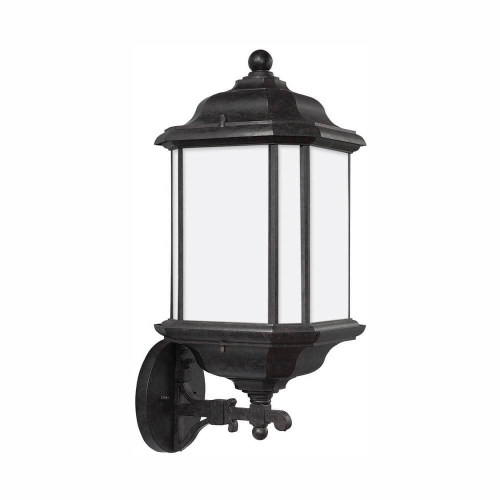 Oxford Bronze LED Outdoor Wall Lantern with Satin Etched Glass
