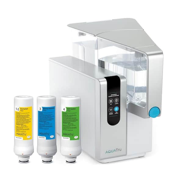 AquaTru Reverse Osmosis Counter Top Water Filtration System with BPA Free Clean Water Tank