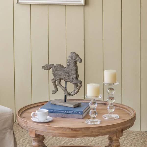 Brown 14 in. x 14.5 in. Resin Horse Decorative Ornament for Desk