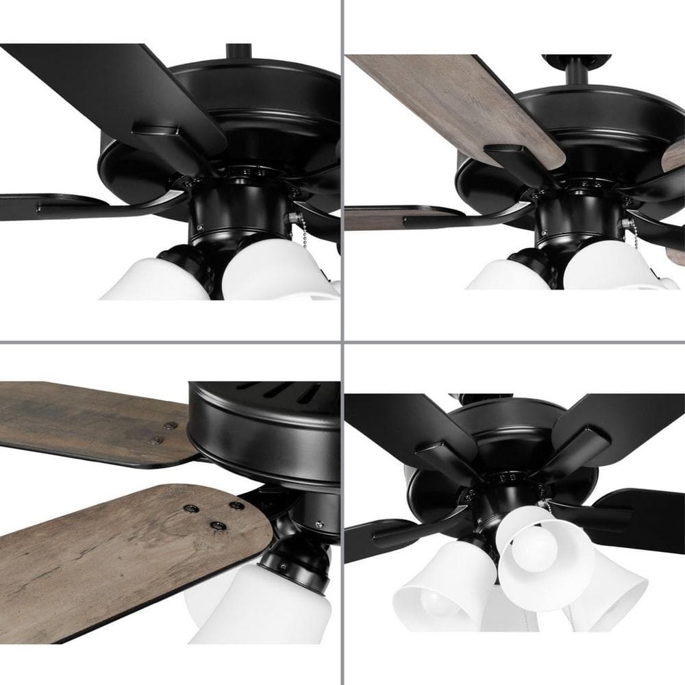 Matte Black 52'' Ceiling Fan with Light and Remote
