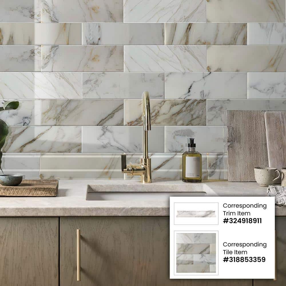 10 pack 4-in W x 12-in L Marble Polished Baseboard Tile Trim (3.33 Sq ft/case)