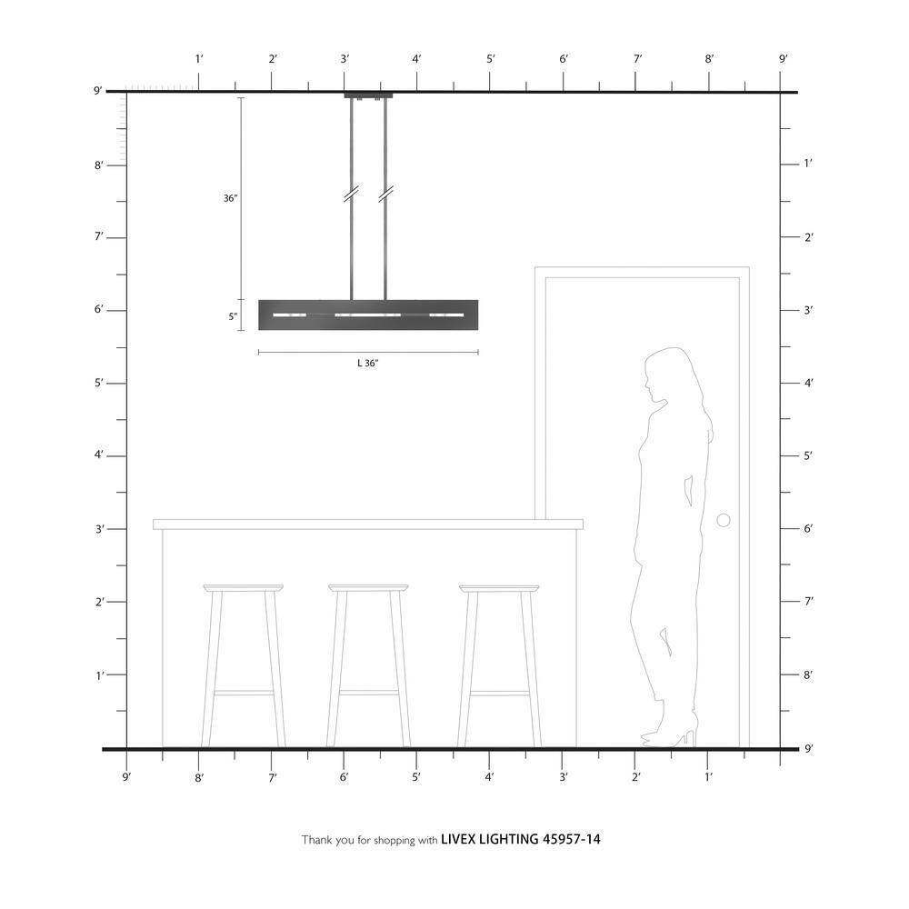 Soma Textured Black and Brushed Nickel 4-Light Linear Chandelier