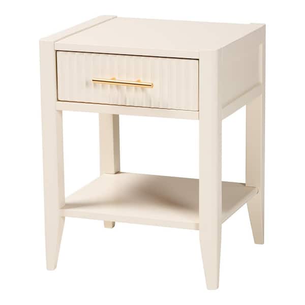 Baxton Studio Primrose Ivory 1-Drawer Nightstand