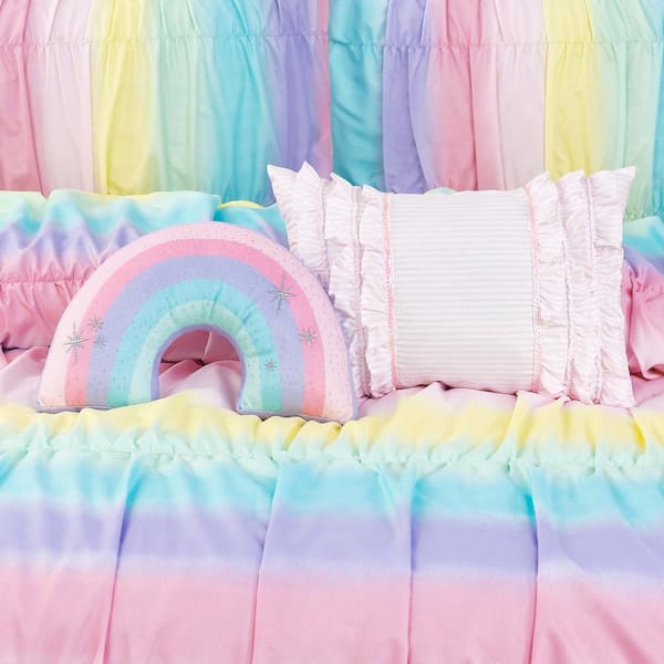 Rainbow Kids Twin Bedspreads Alex Bella Rainbow Ruched Pink
