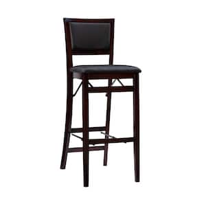 Keira Merlot Folding Barstool with Padded Seat and Back