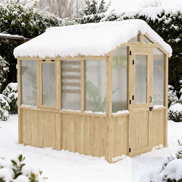 COOS BAY 6.7 ft. W x 7.8 ft. D x 7.7 ft. H Wood PC Greenhouse Walk