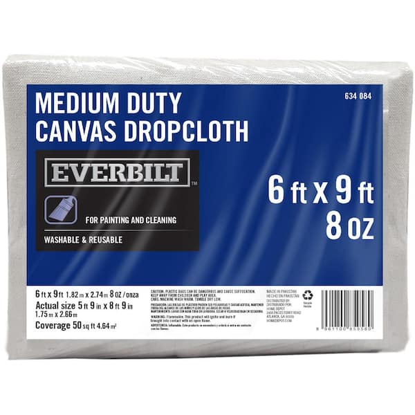 Canvas Drop Cloth 6x9 ft Pack of 2 - Odourless Painters Drop Cloth