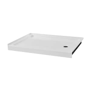 Carre 48 in. L x 36 in. W Alcove Single Threshold Shower Pan Base with Right Drain in White