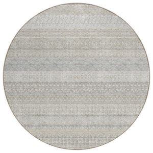 Chantille ACN576 Ivory 8 ft. x 8 ft. Round Machine Washable Indoor/Outdoor Geometric Area Rug