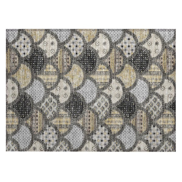 Chantille Machine Washable Indoor/Outdoor Abstract ACN2863 Black 2 ft. x 3 ft. Accent Rug