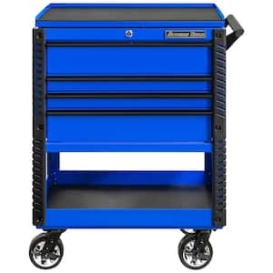 Professional 33 in. Deluxe 4-Drawer Tool Utility Cart with Bumpers in Blue